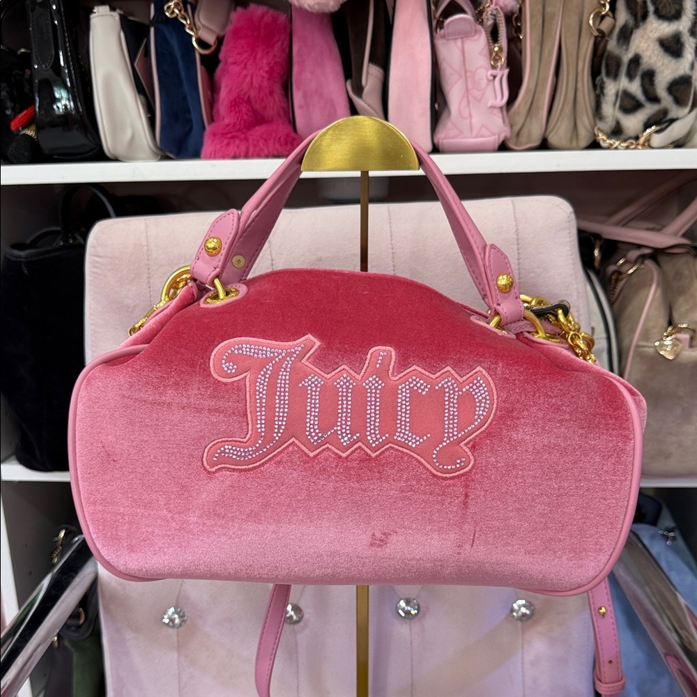 Juicy Couture Pink Velvet Shoulder Bag